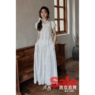 衬衫 夏韩系设计感镂空小个子小众白色短袖 半身裙套装 清仓秒杀