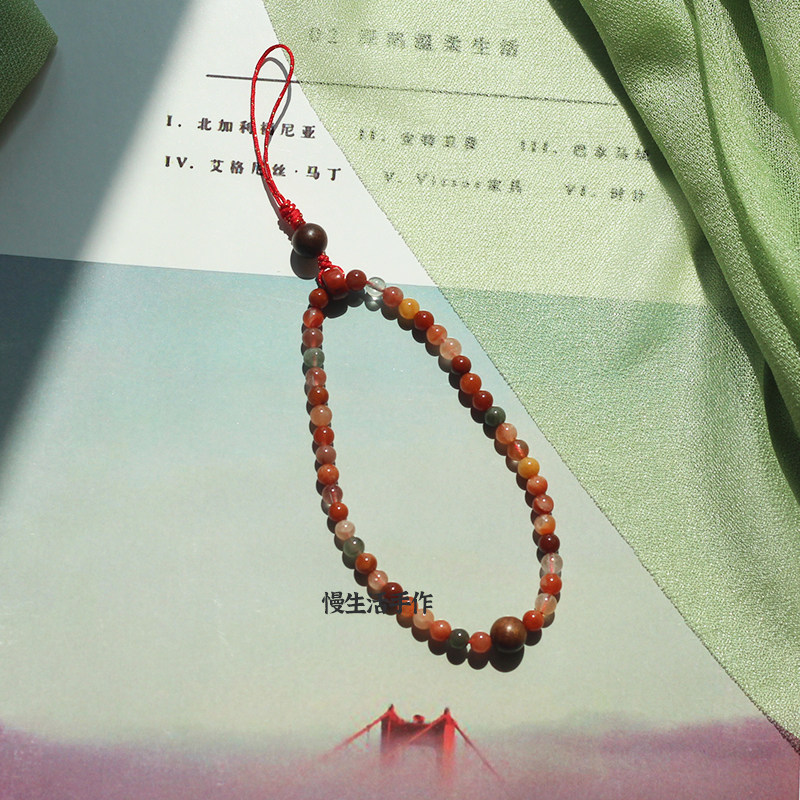 天然水晶玛瑙手机挂件手腕绳防丢