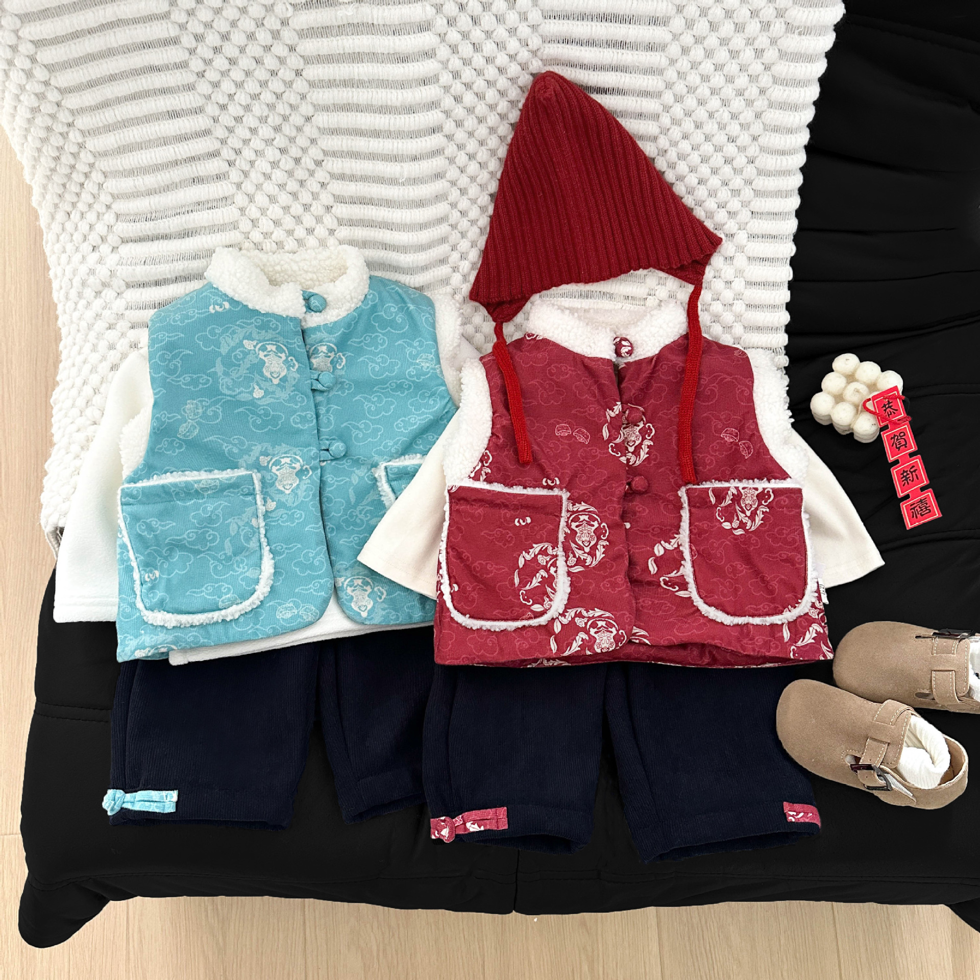 宝宝马甲唐装男女童周岁礼服过年