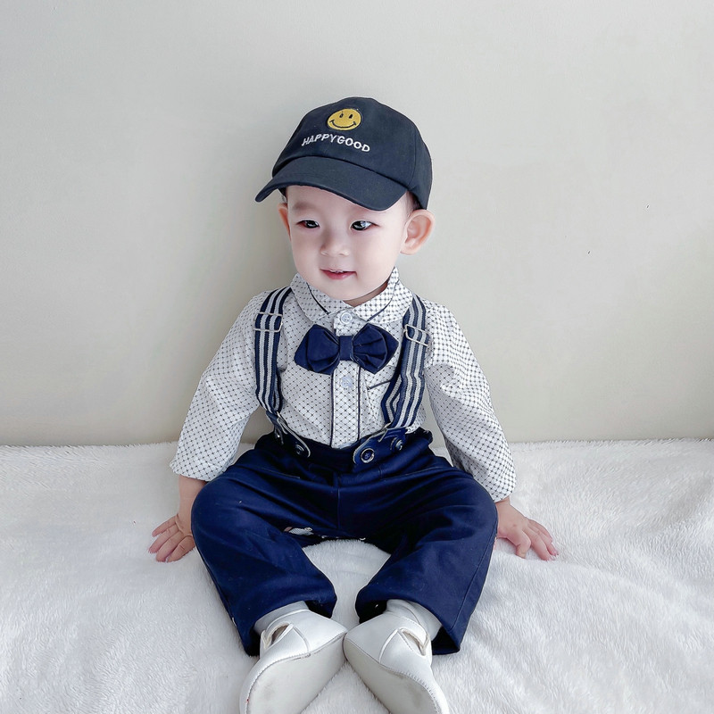 男童西服秋装宝宝衣服百天周岁礼服绅士服小西装婴儿衬衫背带裤