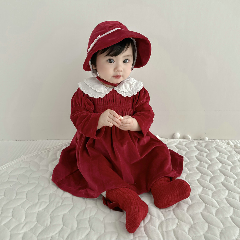 洛丽塔女童春装秋冬季周岁礼服裙子丝绒欧美风童装连衣裙女孩童裙