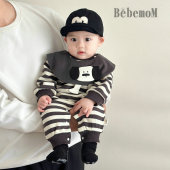 爬服 帅气男宝宝卡通连身衣新生儿条纹长袖 2026新款 婴儿衣服春秋装