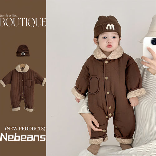 25秋冬加绒新品男女宝宝潮款哈衣