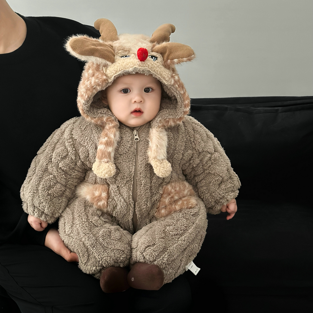 婴儿衣服冬装新款加绒夹棉满月