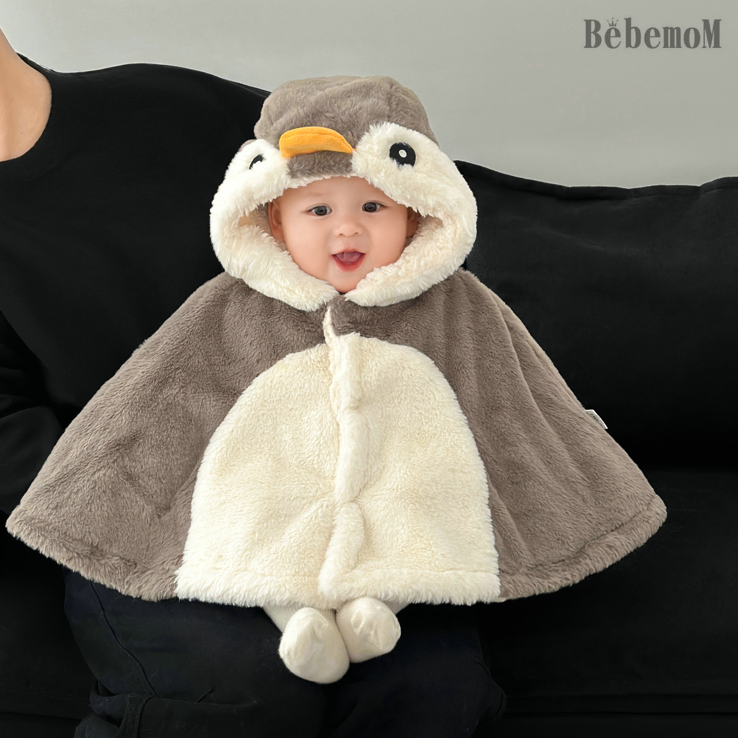 婴儿秋冬衣服超萌斗篷加绒加厚可爱宝宝外套深秋初冬外出防风保暖