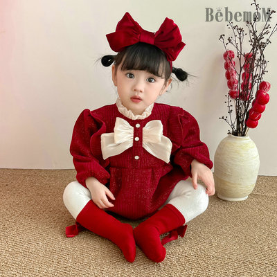 婴儿衣服秋冬装加绒连体衣女宝宝