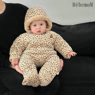 婴童条绒复棉爬服婴儿冬装连体棉衣男童加厚棉服女宝宝加绒包屁衣