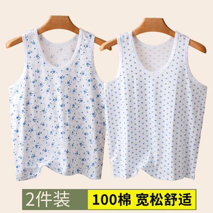 中老年人纯棉背心女士圆领汗衫妈妈全棉宽松无袖奶奶夏季白色背心