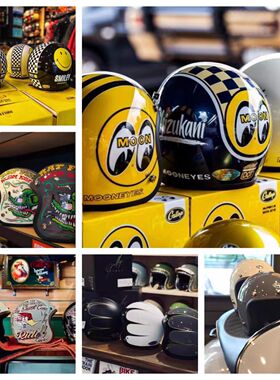 台湾Gallop Mooneyes芬克鼠笑脸大眼睛头盔电动踏板摩托车3/4半盔