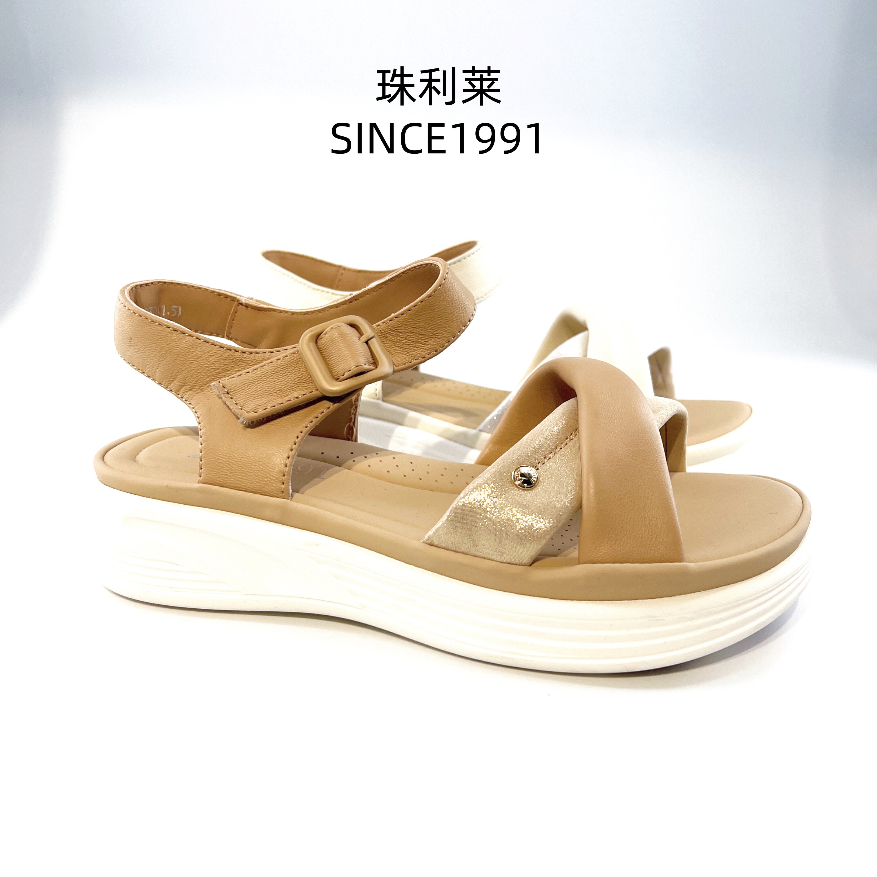 珠利莱夏季女松糕软底沙滩凉鞋