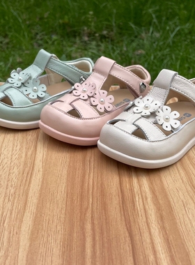 斯乃纳童鞋专柜正品2024夏新SP420806女宝宝花朵羊皮公主包头凉鞋