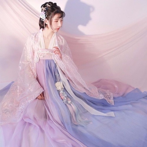 中秋节嫦娥春樱汉服女全套齐胸齐腰超仙子学生古装衣服裙子春秋款