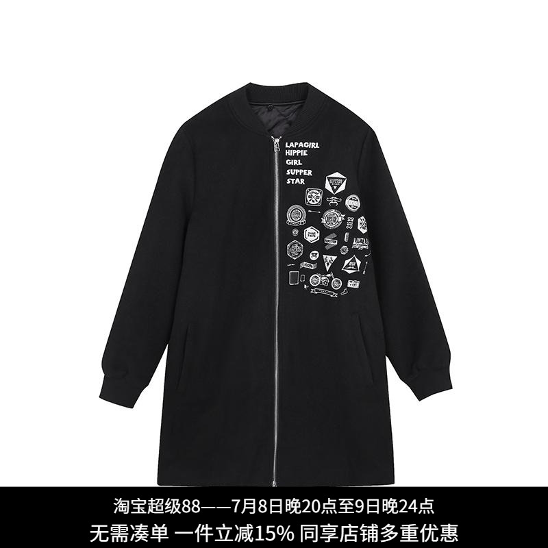 纳帕佳YP2025新上款黑色可拆卸夹克外套女款宽松休闲百搭中长棉服