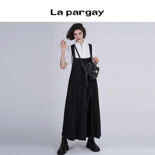 裙 背带连衣裙女黑色长裙显瘦气质裙A版 pargay纳帕佳暗黑风工装
