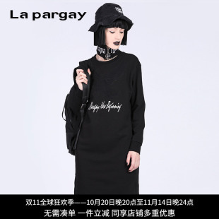 连衣裙潮专柜正品 裙子飞鹰贴布绣黑色宽松休闲长袖 新款 纳帕佳秋季