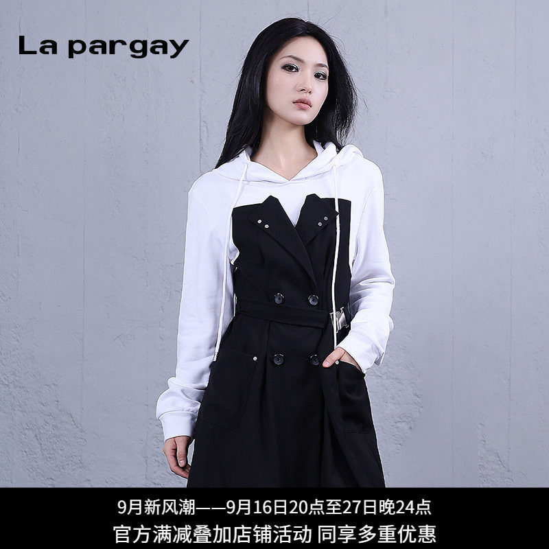 纳帕佳假两件连帽显瘦卫衣裙