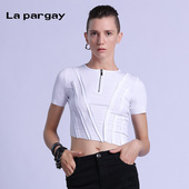 甜酷短款 个性 T恤2024夏季 纳帕佳 新款 女式 休闲短袖 圆领设计感上衣