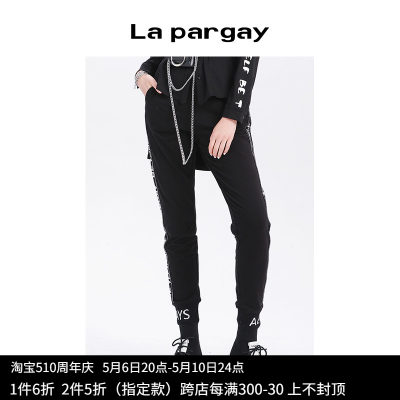 Lapargay个性黑色运动裤