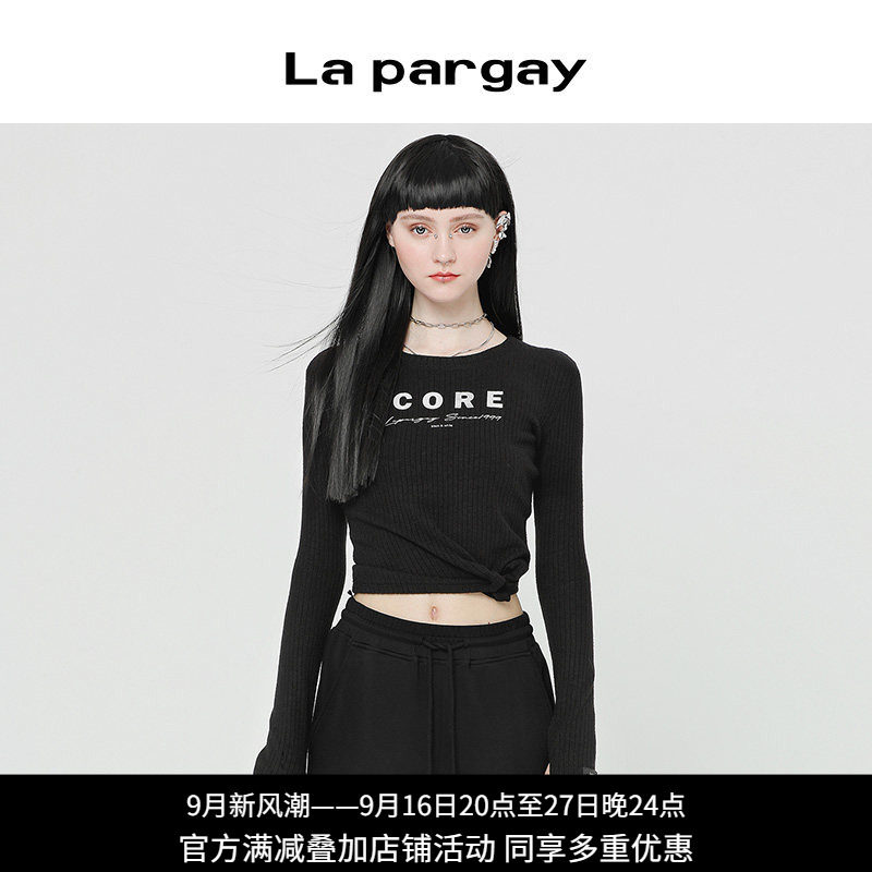 黑色修身t恤上衣设计感小众长袖