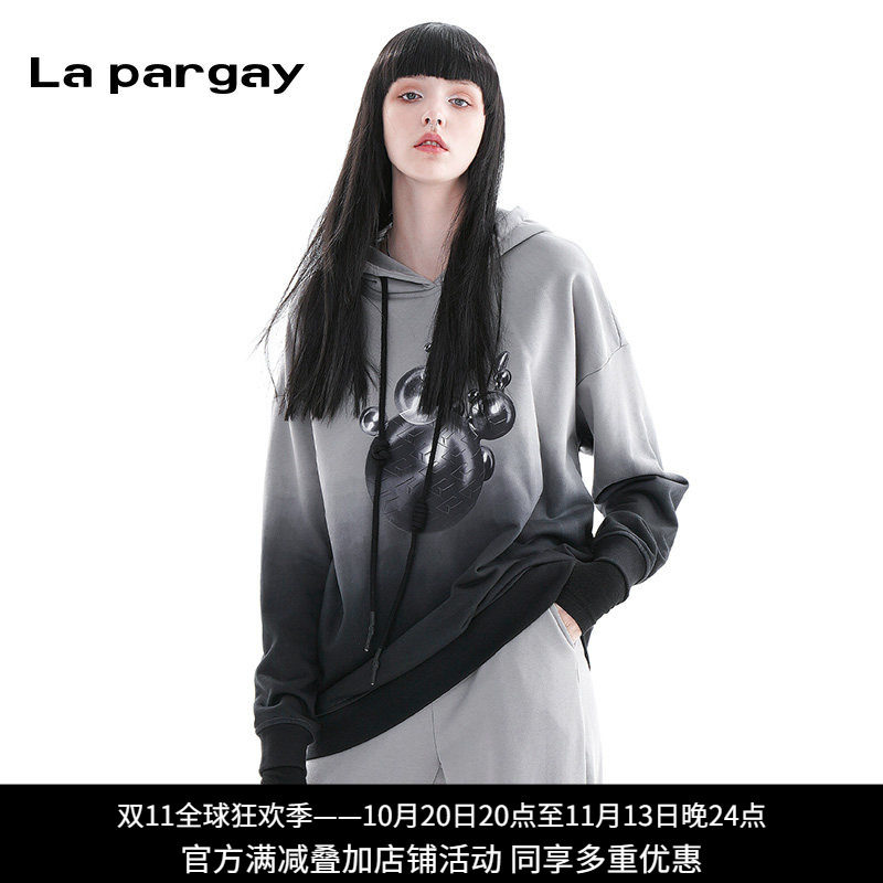 纳帕佳潮酷渐变连帽卫衣女宽松