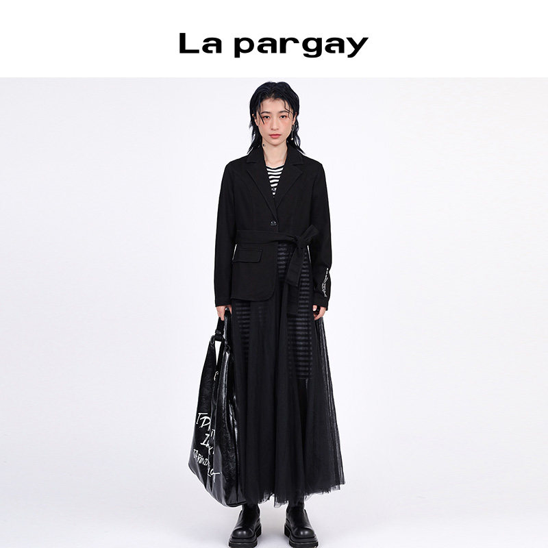 纳帕佳2024年春季新款黑色简约拼接网纱西装外套优雅个性长外套,女装/女士精品,西装,淘宝优惠券,粉丝福利购,淘宝优惠卷