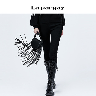 纳帕佳甜酷高腰休闲裤2023秋冬新款女式黑色个性百搭休闲小众裤子