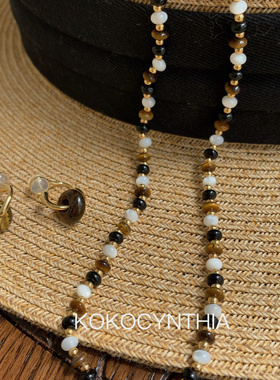 焦糖咖啡～虎眼石美拉德风轻奢高级感项链锁骨链叠戴小众手工串珠