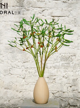 出口品质圣诞节新年短枝仿真植物槲寄生花环装饰配件