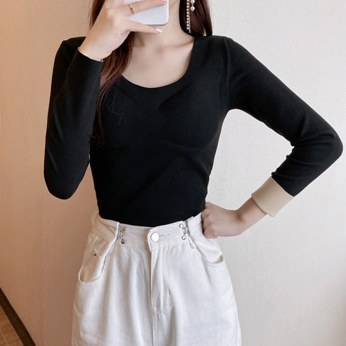 Real shooting and real price in winter, women's slim warm underwear with plush thickened round neck long sleeve bottoming clothes