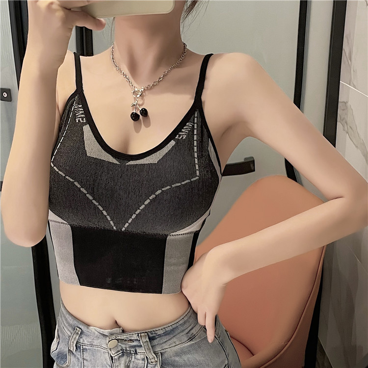 Real shot real price ~ new beautiful back suspender vest color contrast yoga sports underwear underpin women