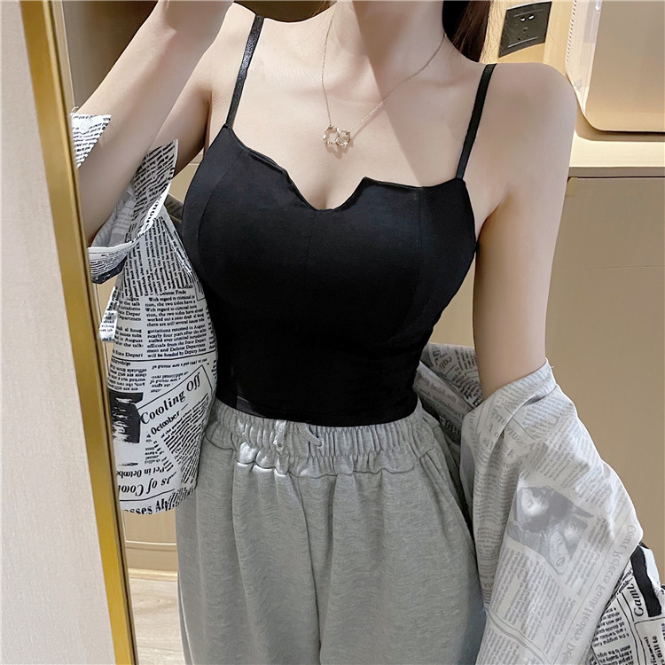 Real price new spring back suspender vest small collar versatile sleeveless undergarment with bra