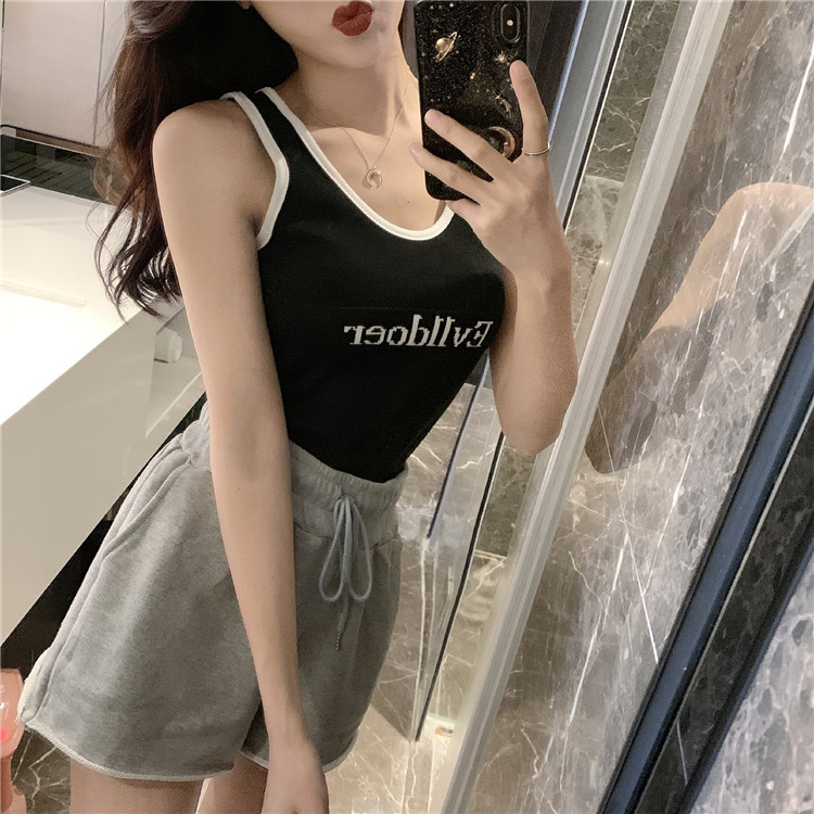 Quality inspection real price new Hong Kong Style knitting suspender vest sports bottoming top