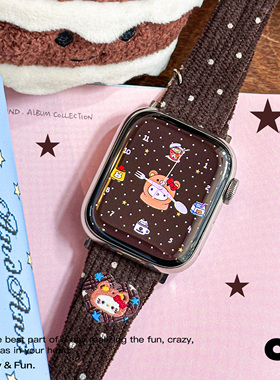 CA《KT猫头》波点灯芯绒applewatch表带适用于苹果手表iwatchs11