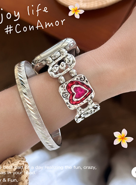 CA. 可爱甜心珐琅多巴胺AppleWatch金属表带适用于苹果iWatchS9S8