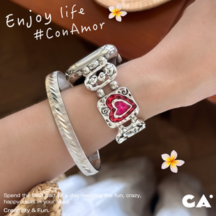 CA. 可爱甜心珐琅多巴胺AppleWatch金属表带适用于苹果iWatchS9S8