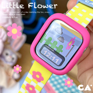 可爱磨砂防水硅胶iWatch表带适用苹果手表98iWatch 小花花