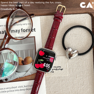 CA《一颗樱桃》亮面细款竹节iWatch表带适用于苹果手表AppleWatch
