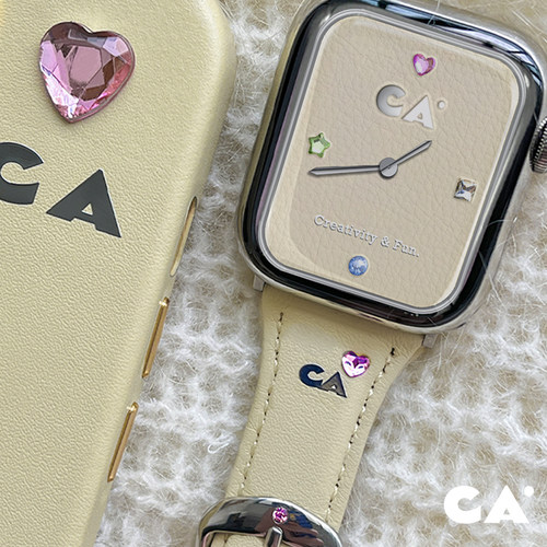 《快乐钻石》镶钻小牛皮苹果表带