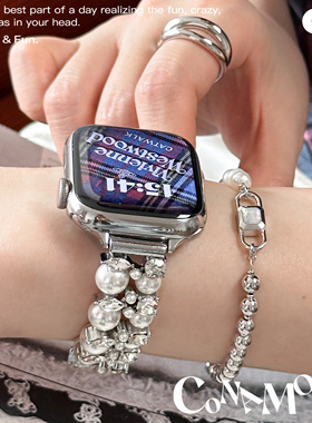 CA《小灯泡》珍珠链条表带适用于苹果手表AppleWatchS10iWatchS9
