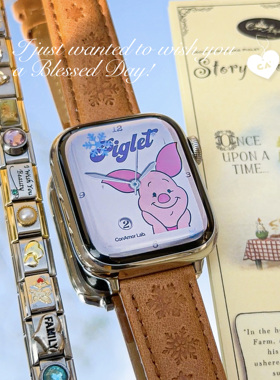 CA.《LongLongAgo》中古油蜡压纹精致可爱真皮iwatch表带适用苹果