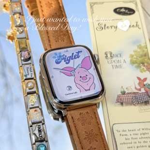 CA. 中古油蜡压纹精致可爱真皮iwatch表带适用苹果 LongLongAgo