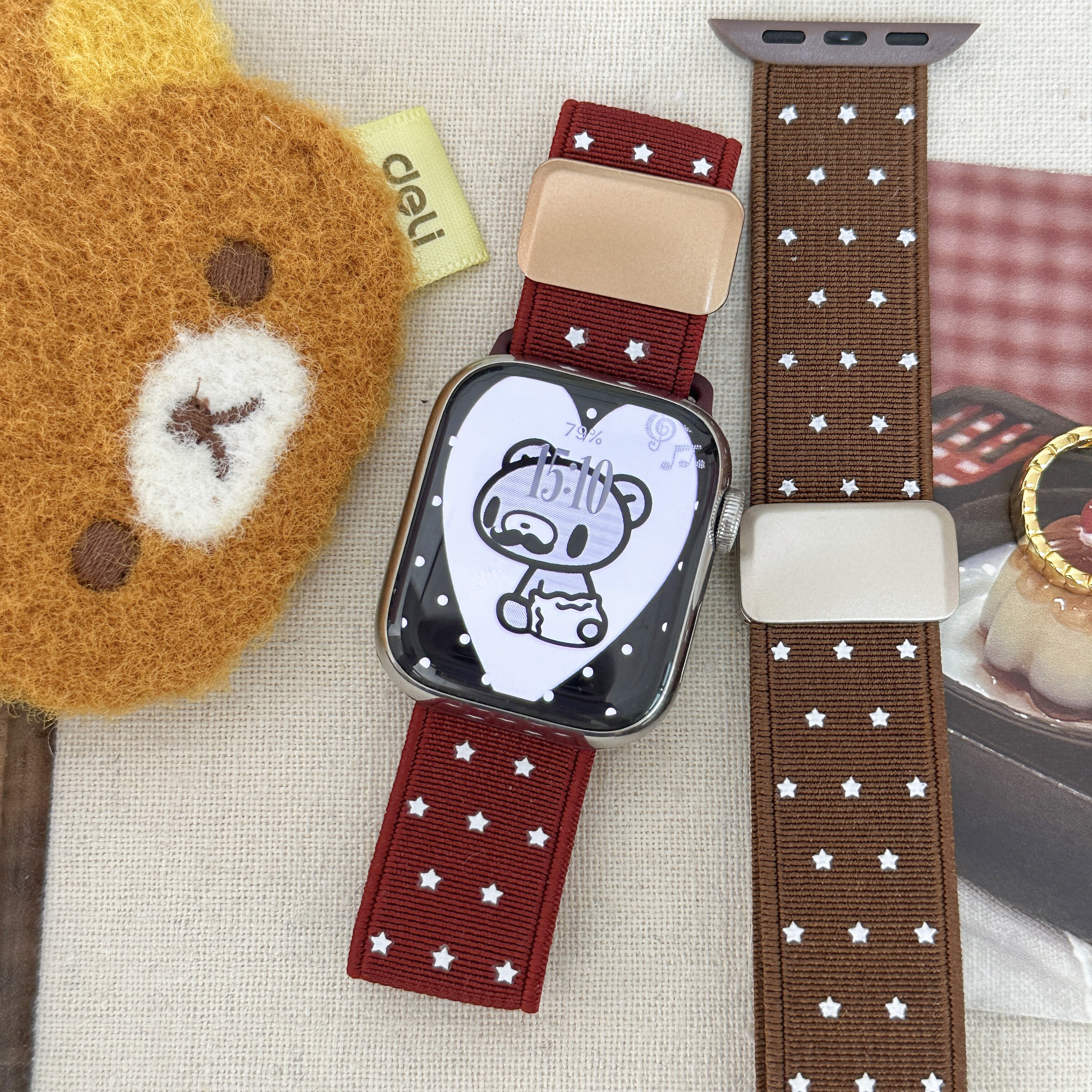 CA. 星星透气编织磁吸applewatch表带适用于苹果手表iwatchs11s10