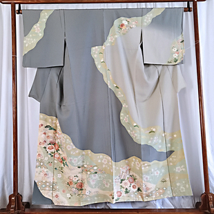 日本正统成品和服 正绢 访问着 金银彩 未使用