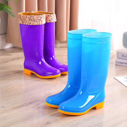 高筒女雨鞋插秧鞋厨房工作防水防滑牛筋水鞋加绒保暖胶鞋中筒雨靴