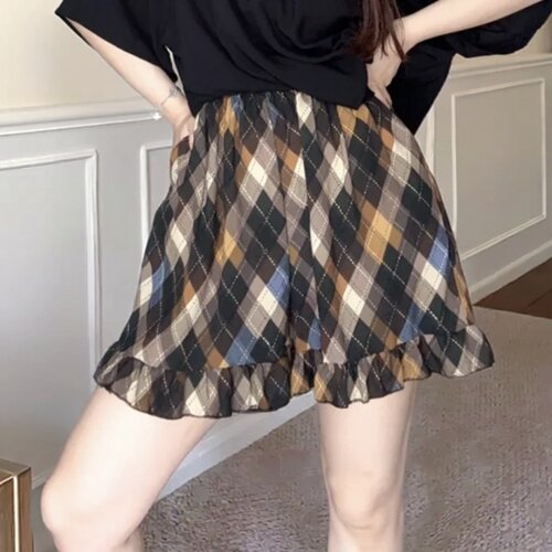夏季女士短裤显瘦凉快休闲宽松人造棉绵绸裙裤木耳花边沙滩裤子