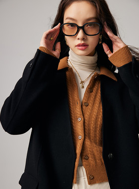 PALUOPO/帕罗绵羊毛短款女大衣ET22725D-A