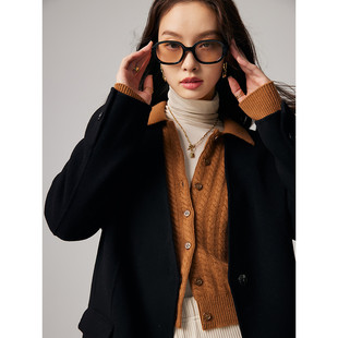 PALUOPO/帕罗绵羊毛短款女大衣ET22725D-A