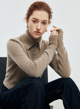 PALUOPO/帕罗山羊绒高领女开衫ET2F8513R