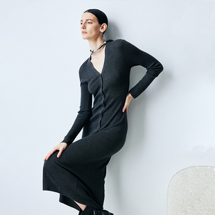 PALUOPO/帕罗绵羊毛女式V领长开衫YJ2F2237Y