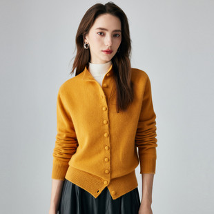 PALUOPO 女ET2F8322R 帕罗山羊绒秋冬半高领包扣设计羊绒针织开衫